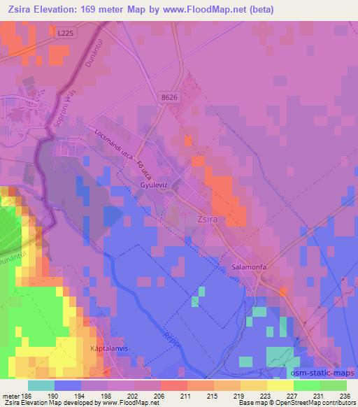 Zsira,Hungary Elevation Map