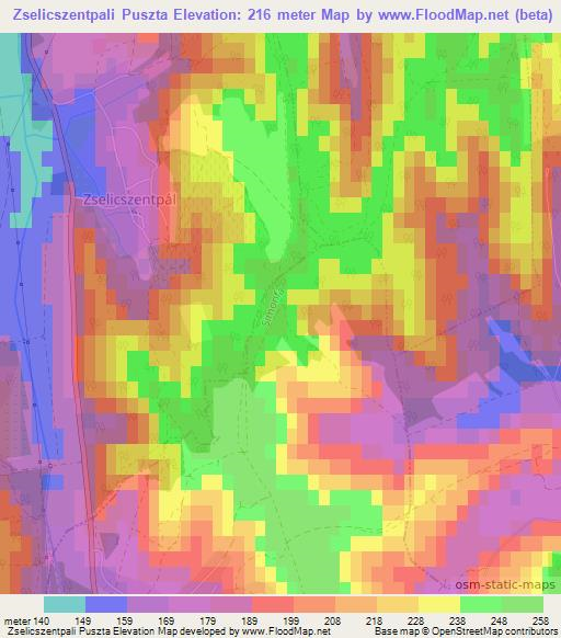 Zselicszentpali Puszta,Hungary Elevation Map