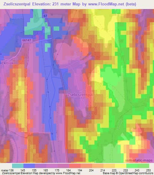 Zselicszentpal,Hungary Elevation Map