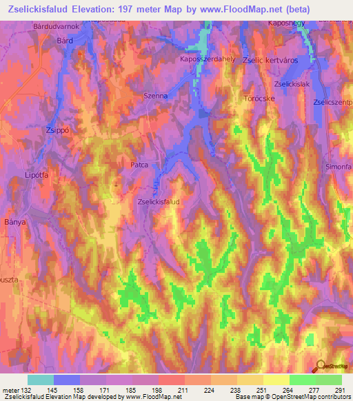 Zselickisfalud,Hungary Elevation Map