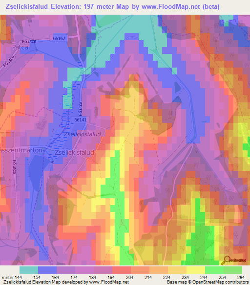 Zselickisfalud,Hungary Elevation Map