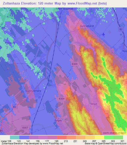 Zoltanhaza,Hungary Elevation Map