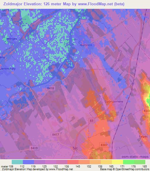 Zoldmajor,Hungary Elevation Map