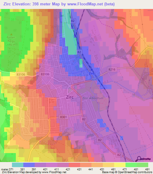 Zirc,Hungary Elevation Map