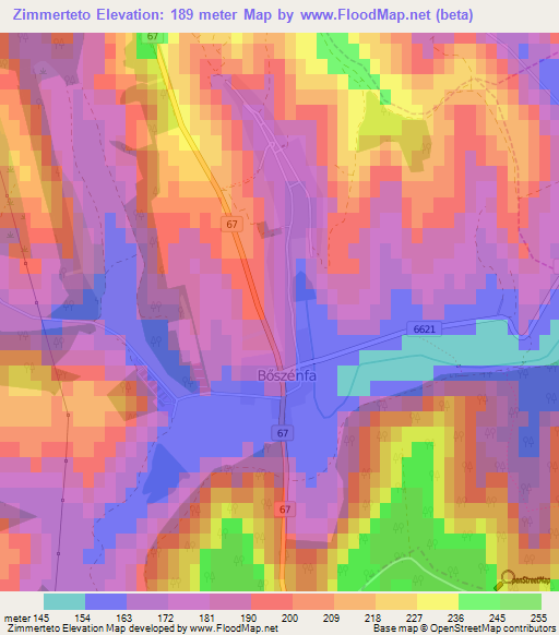 Zimmerteto,Hungary Elevation Map