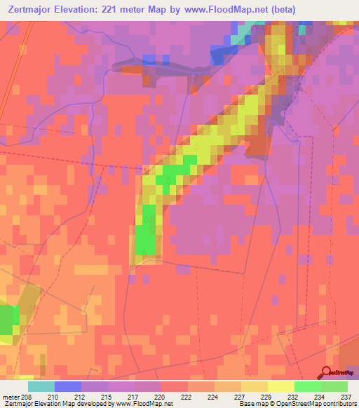 Zertmajor,Hungary Elevation Map