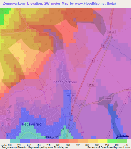 Zengovarkony,Hungary Elevation Map
