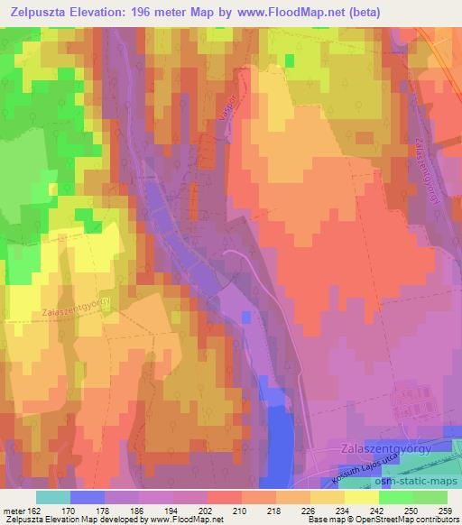 Zelpuszta,Hungary Elevation Map