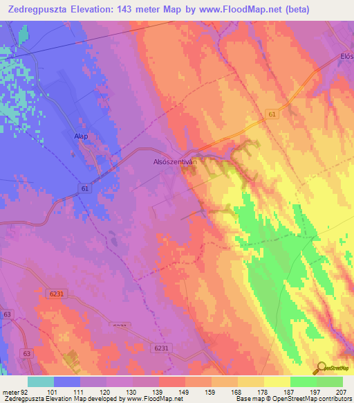 Zedregpuszta,Hungary Elevation Map