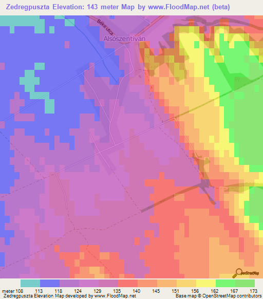 Zedregpuszta,Hungary Elevation Map
