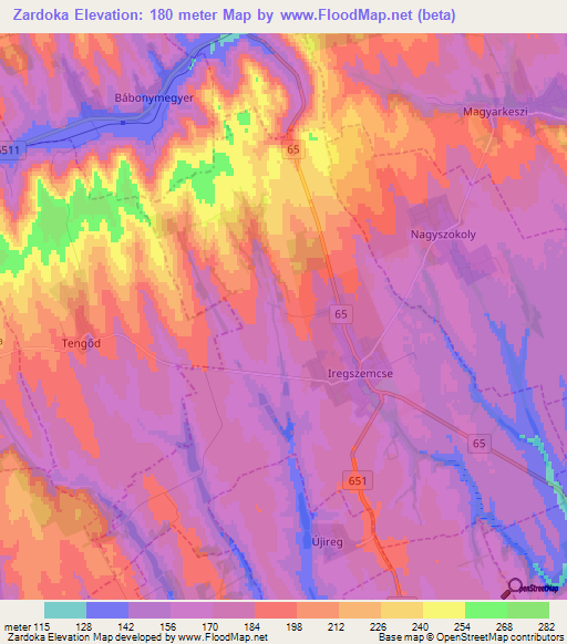 Zardoka,Hungary Elevation Map