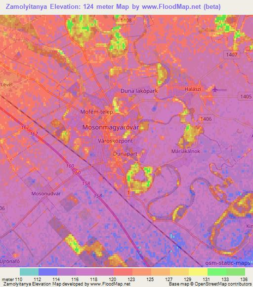 Zamolyitanya,Hungary Elevation Map