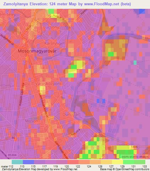 Zamolyitanya,Hungary Elevation Map
