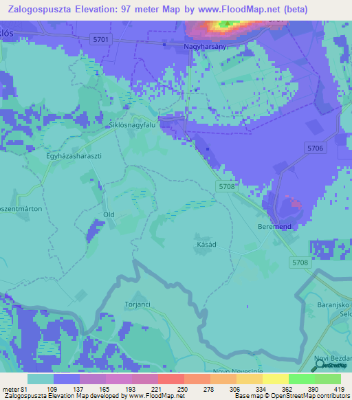 Zalogospuszta,Hungary Elevation Map
