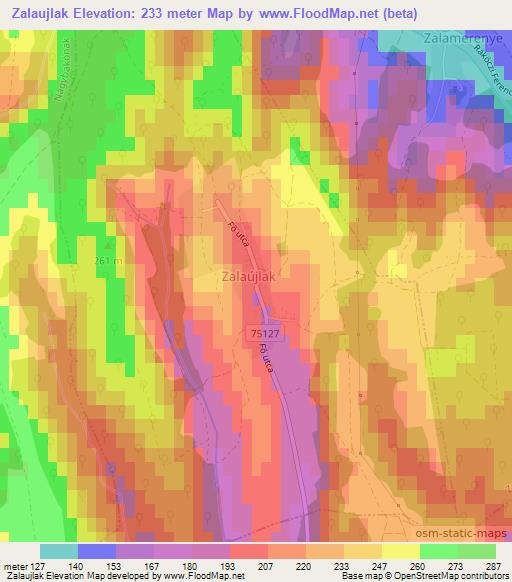 Zalaujlak,Hungary Elevation Map