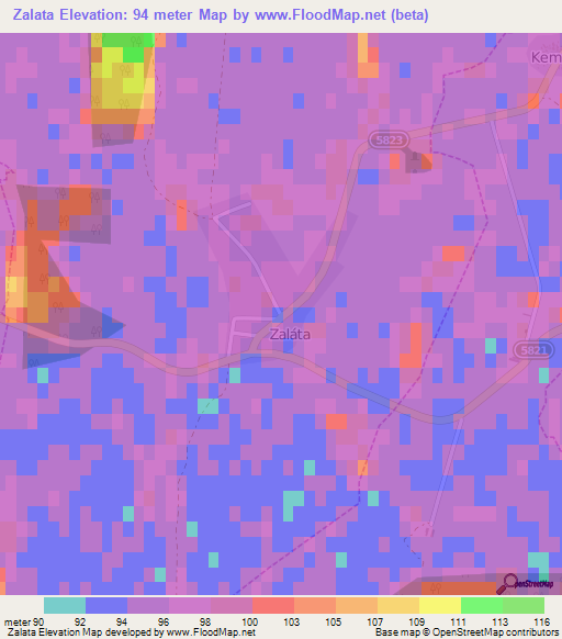 Zalata,Hungary Elevation Map