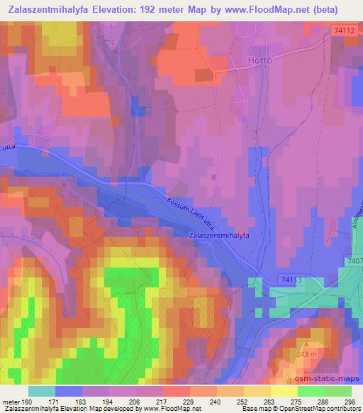 Zalaszentmihalyfa,Hungary Elevation Map