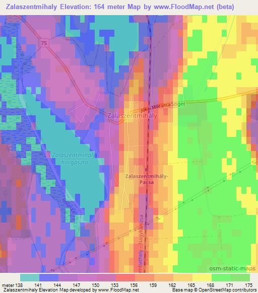 Zalaszentmihaly,Hungary Elevation Map