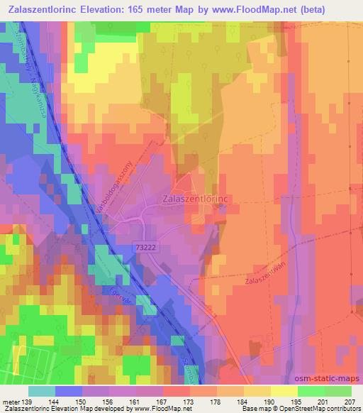 Zalaszentlorinc,Hungary Elevation Map