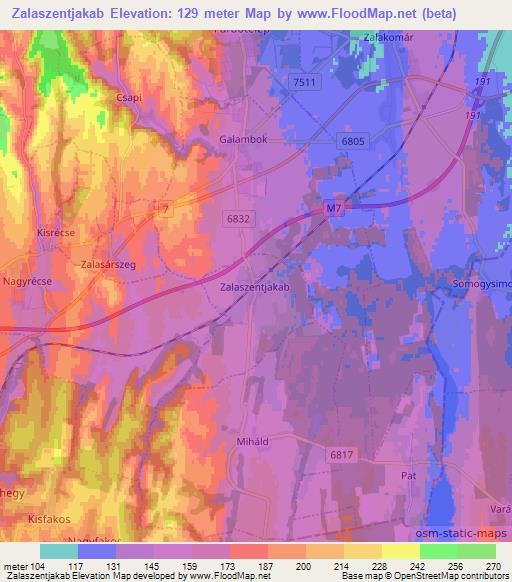 Zalaszentjakab,Hungary Elevation Map