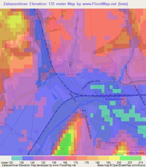 Zalaszentivan,Hungary Elevation Map