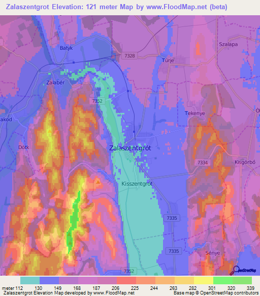 Zalaszentgrot,Hungary Elevation Map