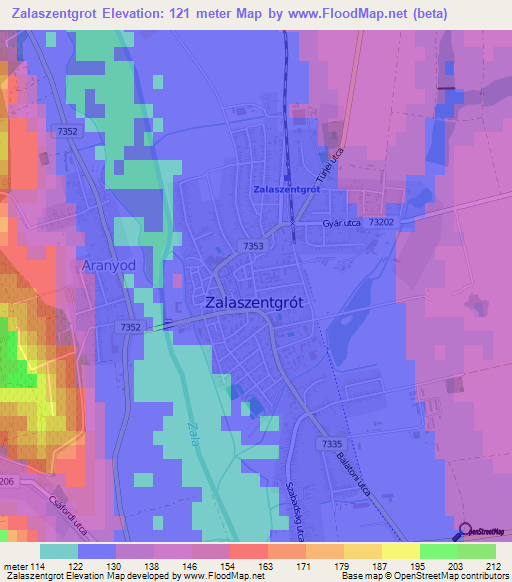 Zalaszentgrot,Hungary Elevation Map