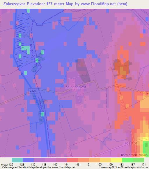 Zalaszegvar,Hungary Elevation Map