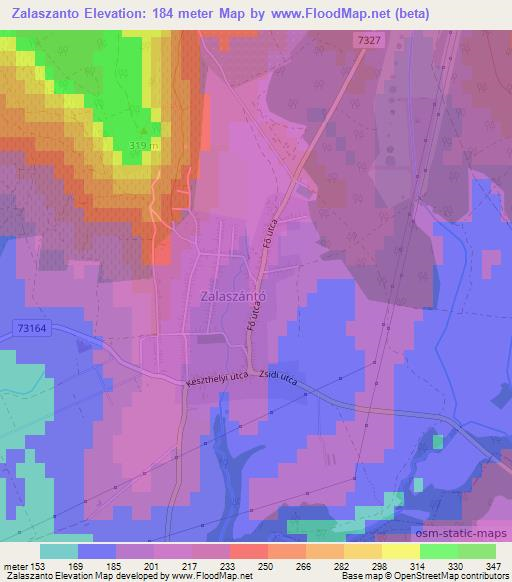 Zalaszanto,Hungary Elevation Map