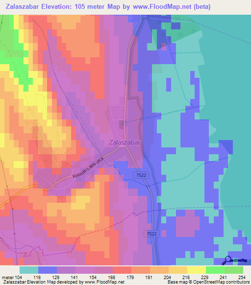 Zalaszabar,Hungary Elevation Map