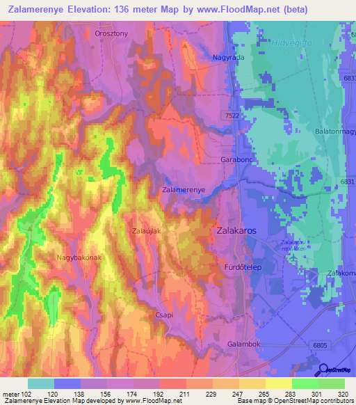 Zalamerenye,Hungary Elevation Map