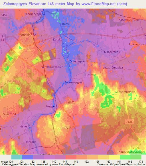 Zalameggyes,Hungary Elevation Map