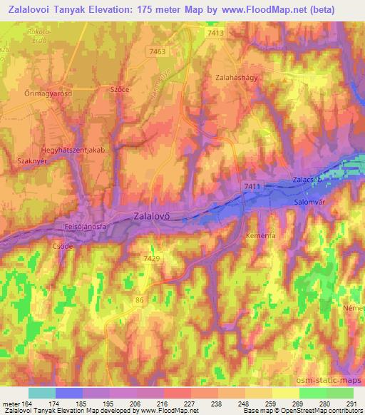Zalalovoi Tanyak,Hungary Elevation Map