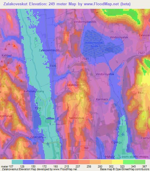 Zalakoveskut,Hungary Elevation Map