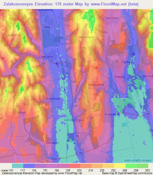 Zalakoszvenyes,Hungary Elevation Map