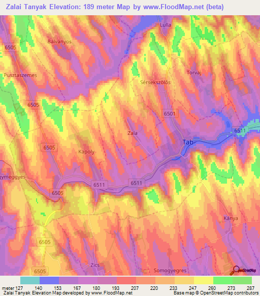 Zalai Tanyak,Hungary Elevation Map