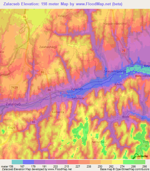 Zalacseb,Hungary Elevation Map