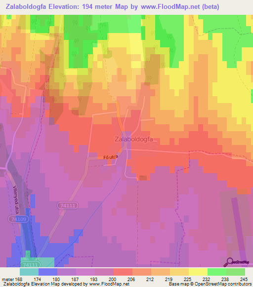 Zalaboldogfa,Hungary Elevation Map
