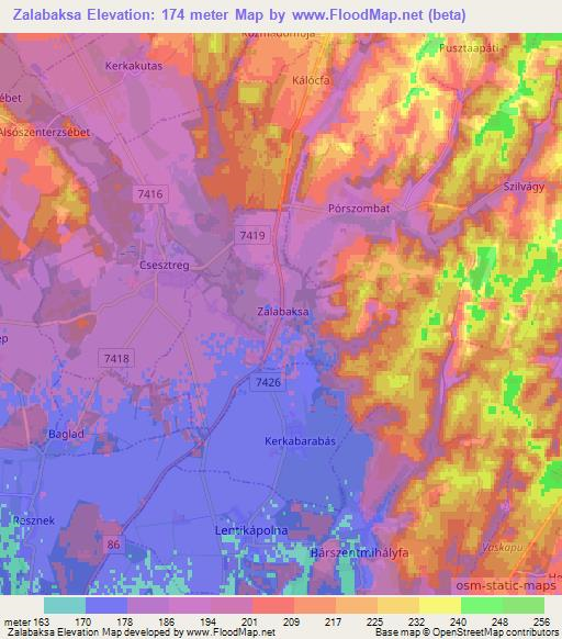 Zalabaksa,Hungary Elevation Map