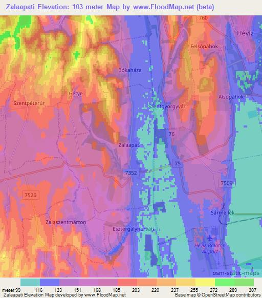 Zalaapati,Hungary Elevation Map