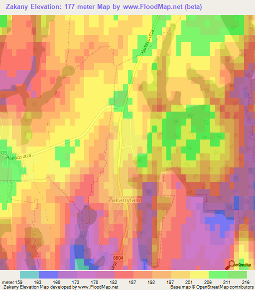 Zakany,Hungary Elevation Map