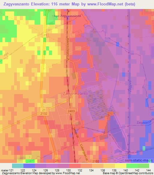 Zagyvaszanto,Hungary Elevation Map