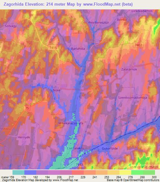 Zagorhida,Hungary Elevation Map