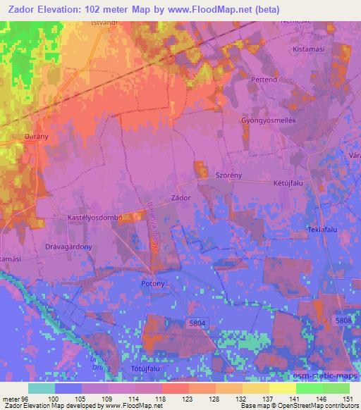 Zador,Hungary Elevation Map