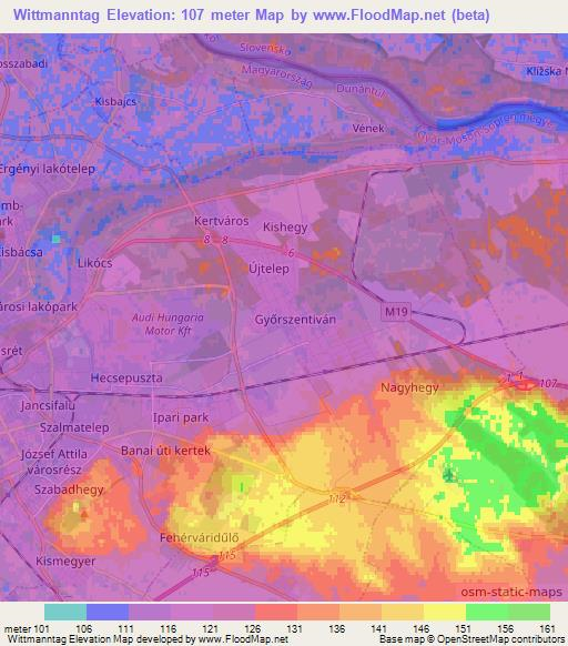 Wittmanntag,Hungary Elevation Map