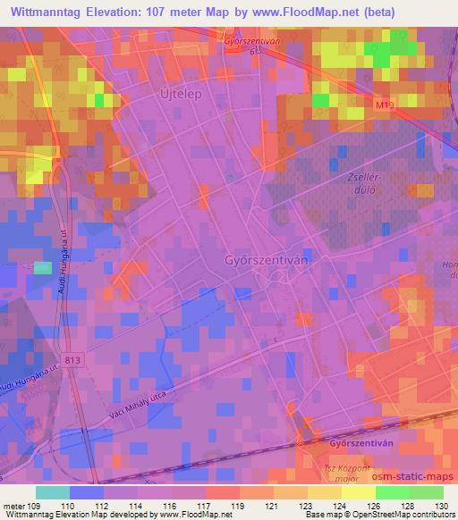 Wittmanntag,Hungary Elevation Map