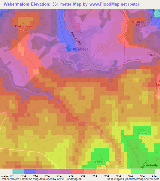 Webermalom,Hungary Elevation Map