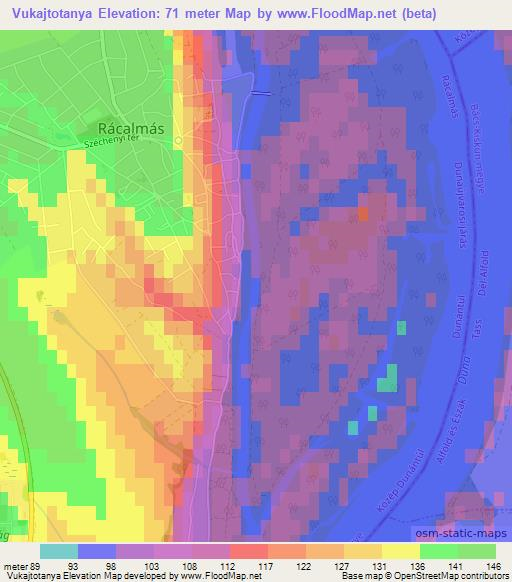 Vukajtotanya,Hungary Elevation Map