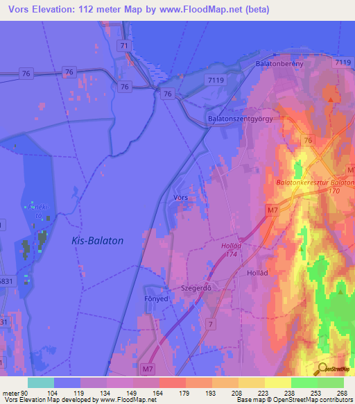Vors,Hungary Elevation Map