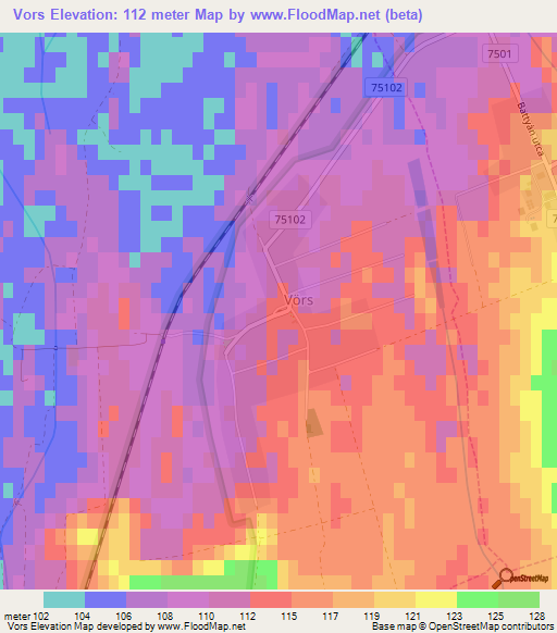 Vors,Hungary Elevation Map